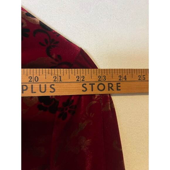 Womens 3X Blouse Floral Faux Suede Layered Burgundy Red Black Tank Stretch Flowy - Picture 7 of 12